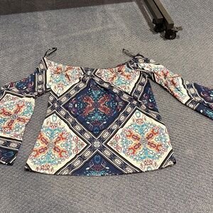 Bohemian Print Off-Shoulder Blouse